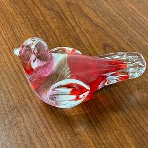 Red and Clear Glass Bird Figurine